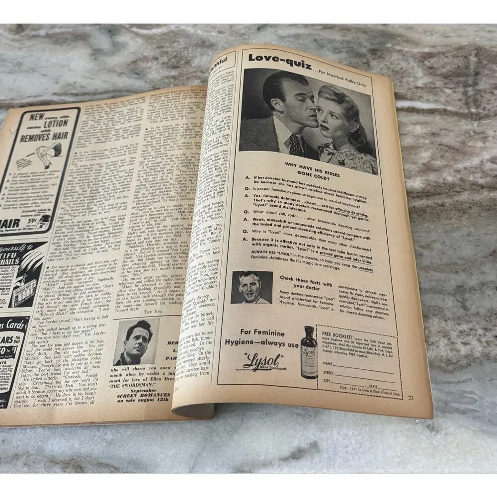 Vtg Screen Romances Magazine Aug. 1947 Joan Crawford Ads Movies +